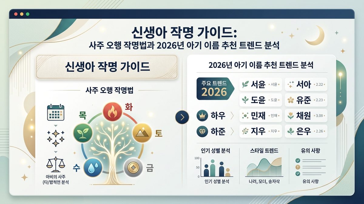 김씨 아기 이름 짓기 추천과 목화토금수 발음오행 상생 배합