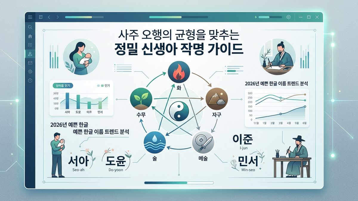 사주 오행의 균형을 맞추는 정밀 신생아 작명 가이드와 2026년 예쁜 한글 이름 트렌드 분석